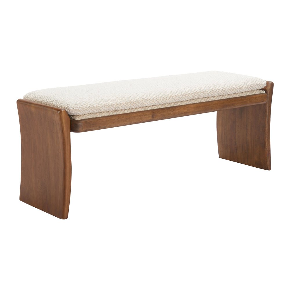 Banca para Sala de Espera 2 Plazas - ZUO LAFA - Beige - Asiento y Respaldo Tapizados en Tejido Texturizado - 110472 - Zuo - NOGAL BEAT - Banca