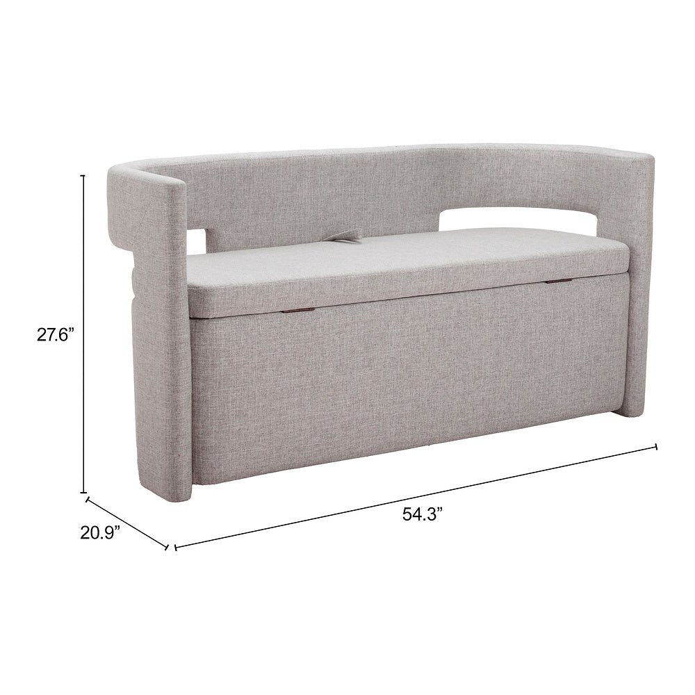 Banca para Sala de Espera 2 Plazas - ZUO PAPUA - Gris - Asiento y Estructura en Tela de Alto Desempeño 100% Poliéster - 109994 - Zuo - NOGAL BEAT - Banca