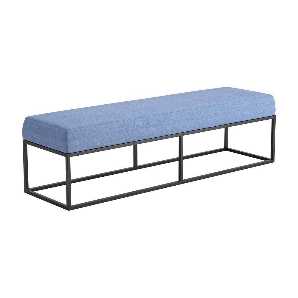 Banca para Sala de Espera 2 Plazas - ZUO ZOWIE - Azul - Asiento y Respaldo Tapizados - 111254 - Zuo - NOGAL BEAT - Banca