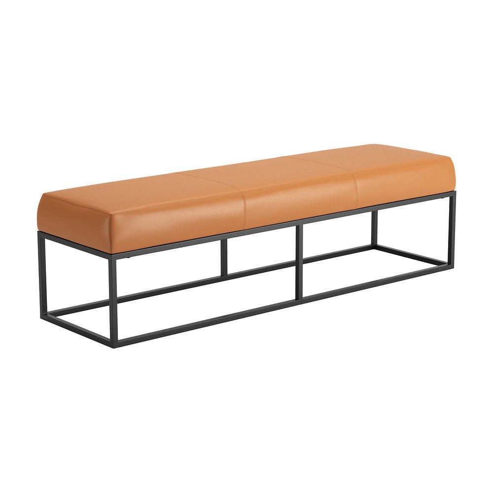 Banca para Sala de Espera 2 Plazas - ZUO ZOWIE - Café - Asiento y Respaldo Tapizados en Piel Sintética - 111255 - Zuo - NOGAL BEAT - Banca