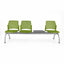 Banca de sala de espera Labenze Replay 108-6104M de 3 plazas con mesa, respaldo multiperforado en polipropileno y estructura tubular gris