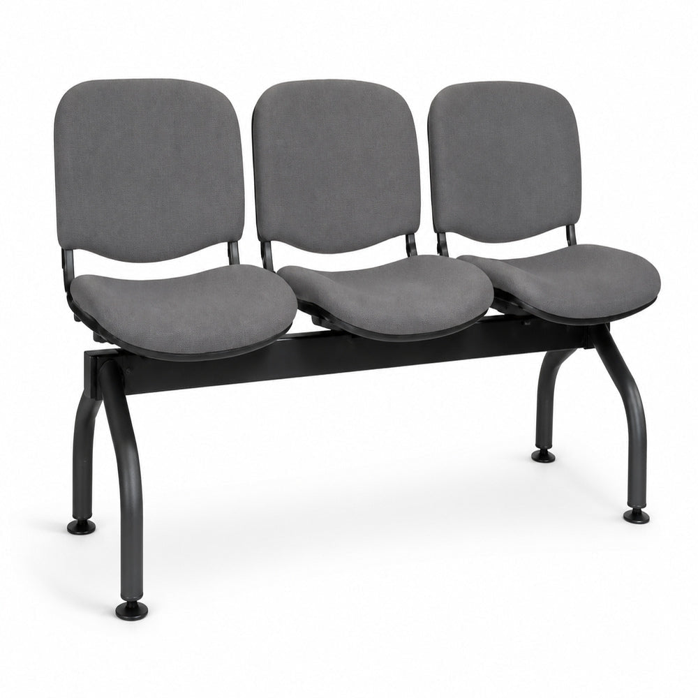 Banca para Sala de Espera 3 Plazas - VERSA ALTUS ERGO - Patas Cromadas - Asiento y Respaldo Tapizados en Tela con 4 Patas de Acero - AL-913 ALTUS ERGO Patas Cromadas - VERSA - NOGAL BEAT - Banca de Visita