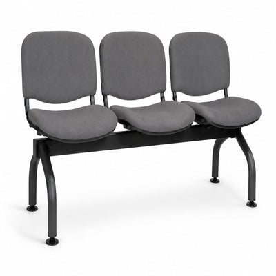 Banca para Sala de Espera 3 Plazas - VERSA ALTUS ERGO - Patas Cromadas - Asiento y Respaldo Tapizados en Tela con 4 Patas de Acero - AL-913 ALTUS ERGO Patas Cromadas - VERSA - NOGAL BEAT - Banca de Visita
