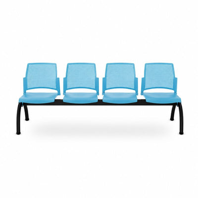 Banca Labenze Replay 108-06004 de 4 plazas con respaldo multiperforado y base de acero negro