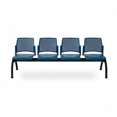 Banca Labenze Replay 108-06004 de 4 plazas con respaldo multiperforado y base de acero negro
