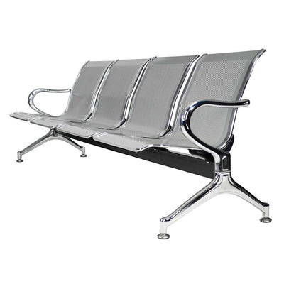 BANCA TECHNO BANCA AIRPORT | Banca Sala de Espera | Base Lamina Acero Cromado | Pintura Epóxica Color Plata. | Lamina Acero Troquelada Perforada | Interior - BANCA AIRPORT 4 plazas silver - Techno - NOGAL BEAT - 