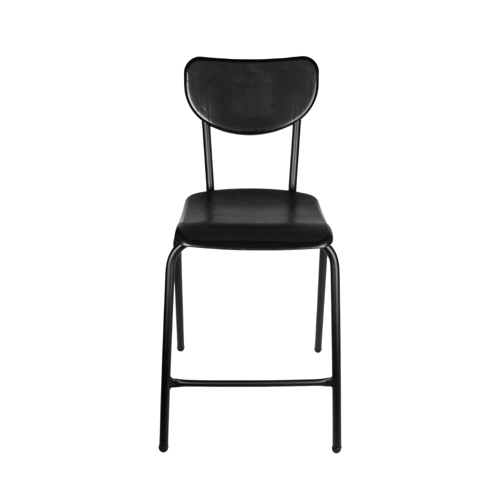 Banco alto Offiho Oliver OHV-141 negro con asiento y respaldo de polipropileno antiderrapante y estructura tubular de acero.