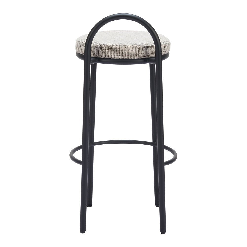 Banco Alto para Bar y Barra - ZUO SISAL - Beige Tweed - Asiento y Respaldo Tapizados - 110097 - Zuo - NOGAL BEAT - Banco Comercial