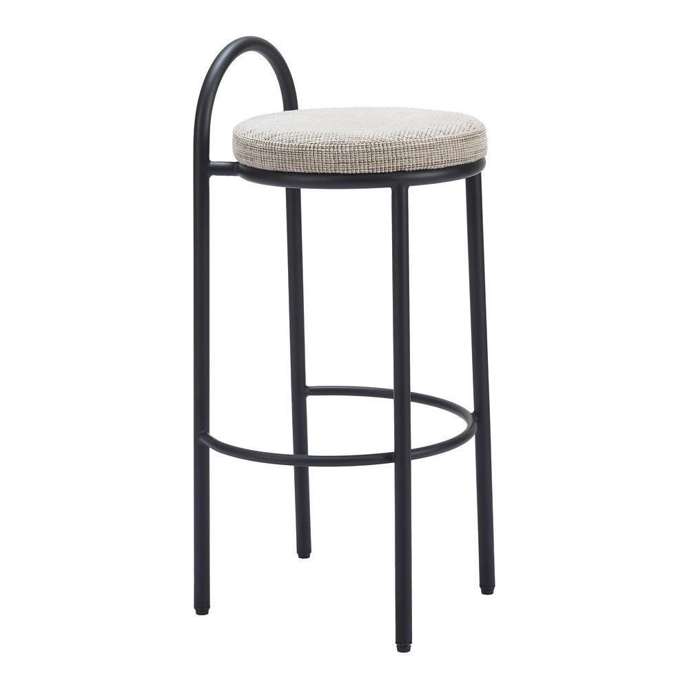 Banco Alto para Bar y Barra - ZUO SISAL - Beige Tweed - Asiento y Respaldo Tapizados - 110097 - Zuo - NOGAL BEAT - Banco Comercial
