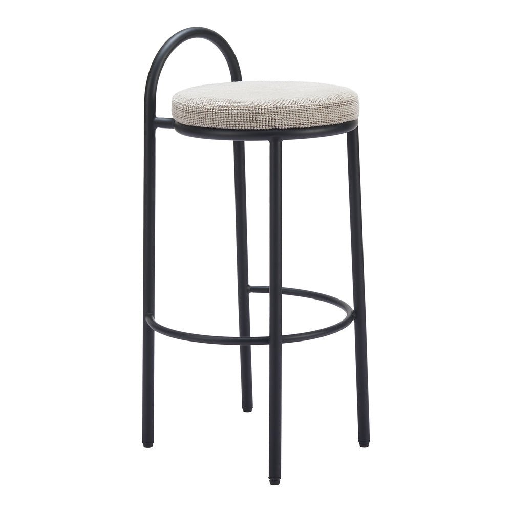 Banco Alto para Bar y Barra - ZUO SISAL - Beige Tweed - Asiento y Respaldo Tapizados - 110097 - Zuo - NOGAL BEAT - Banco Comercial
