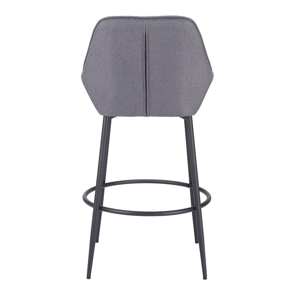 Banco Alto para Bar y Barra - ZUO VILA - Gris - Asiento y Respaldo Tapizados - 110078 - Zuo - NOGAL BEAT - Banco Comercial