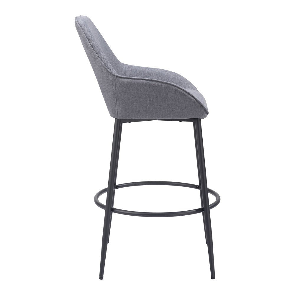 Banco Alto para Bar y Barra - ZUO VILA - Gris - Asiento y Respaldo Tapizados - 110078 - Zuo - NOGAL BEAT - Banco Comercial