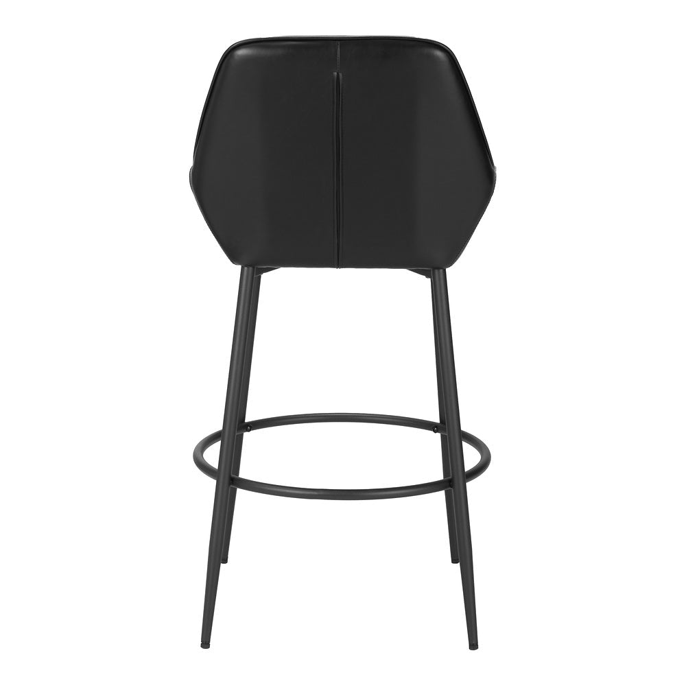 Banco Alto para Bar y Barra - ZUO VILA - Negro - Asiento y Respaldo Tapizados en Piel Sintética - 110075 - Zuo - NOGAL BEAT - Banco Comercial