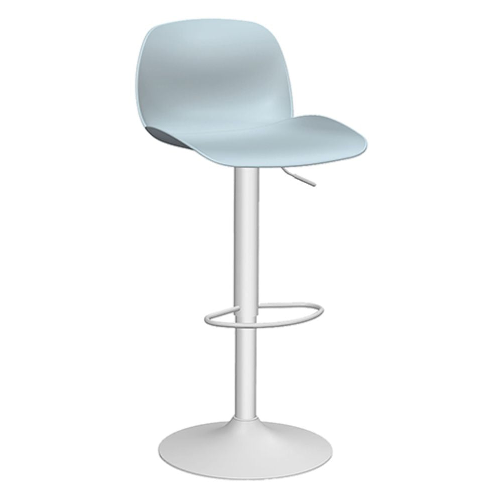 Banco alto Offiho Koln OHV-7216 negro con base de plato de acero, asiento y respaldo tapizados y descansa pies