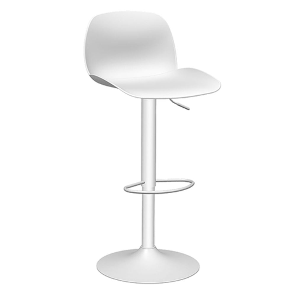 Banco alto Offiho Koln OHV-7216 negro con base de plato de acero, asiento y respaldo tapizados y descansa pies