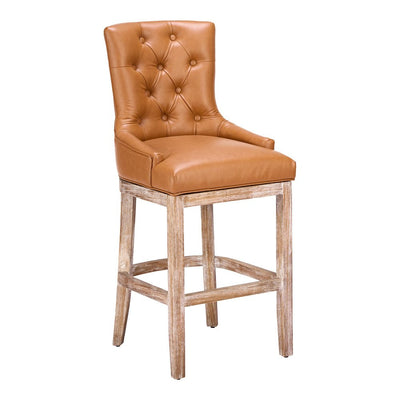 Banco Alto para Barra de Hotel - ZUO NUBY - Café - Asiento y Respaldo Tapizados en Piel Sintética - 110983 - Zuo - NOGAL BEAT - Banco Comercial