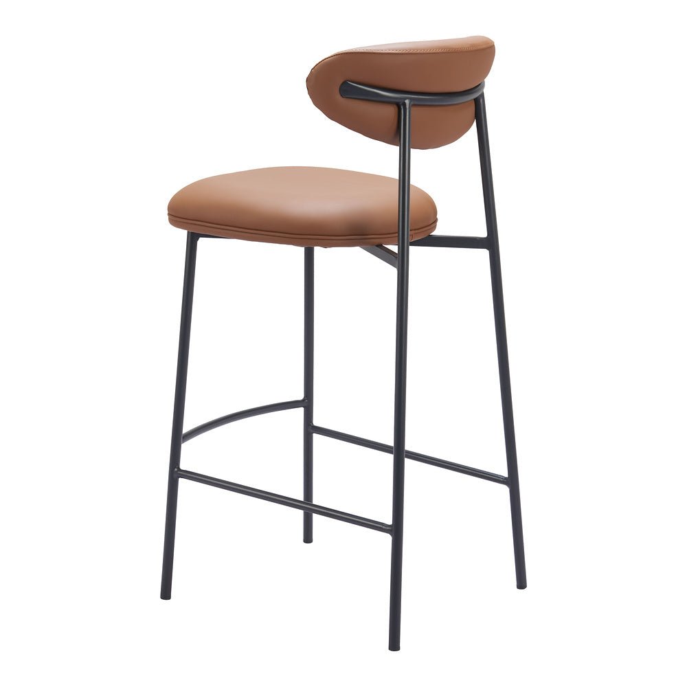Banco Alto para Barra de Hotel - ZUO RORUN - Café - Asiento y Respaldo Tapizados en Piel Sintética - 110338 - Zuo - NOGAL BEAT - Banco Comercial
