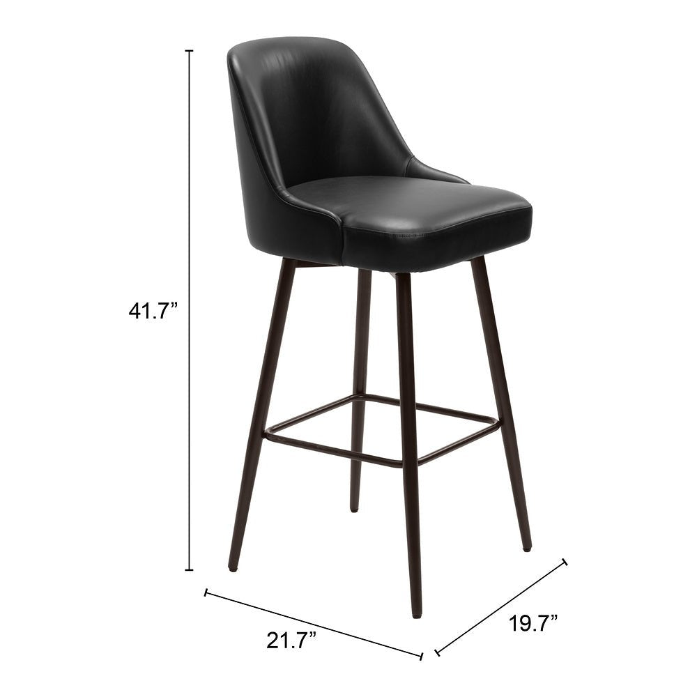 Banco Alto para Bistró - ZUO KEPPEL - Varios Colores - Asiento y Respaldo Tapizados en Piel Sintética - 109975 - Zuo - NOGAL BEAT - Banco Comercial