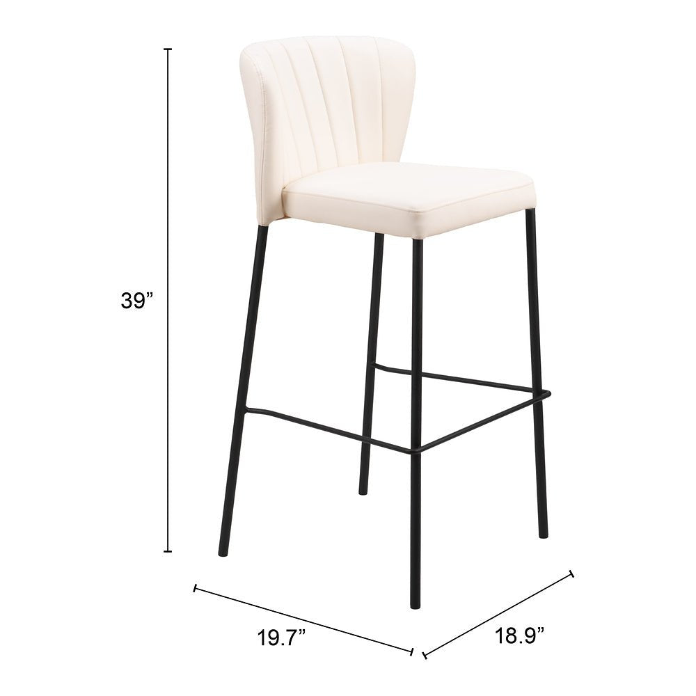 Banco Alto para Bistró - ZUO LINZ - Varios Colores - Asiento y Respaldo Tapizados en Piel Sintética - 109782 - Zuo - NOGAL BEAT - Banco Comercial
