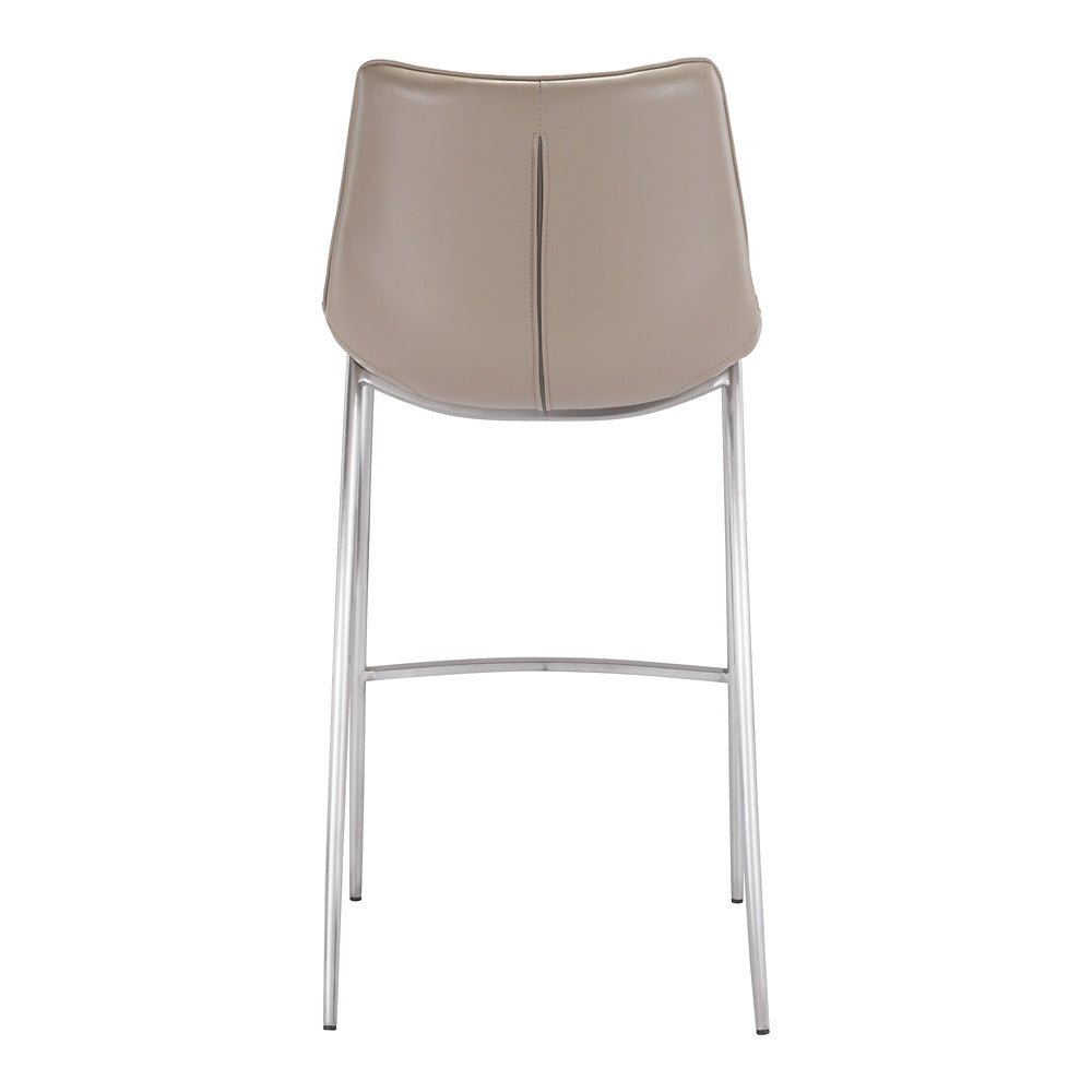 Banco Alto para Bistró - ZUO MAGNUS 53x55 101274 - Varios Colores - Asiento y Respaldo Tapizados en Piel Sintética - 101274 - Zuo - NOGAL BEAT - Banco Comercial