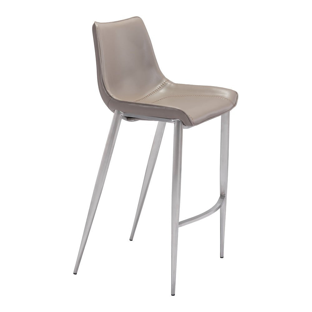 Banco Alto para Bistró - ZUO MAGNUS 53x55 101274 - Varios Colores - Asiento y Respaldo Tapizados en Piel Sintética - 101274 - Zuo - NOGAL BEAT - Banco Comercial