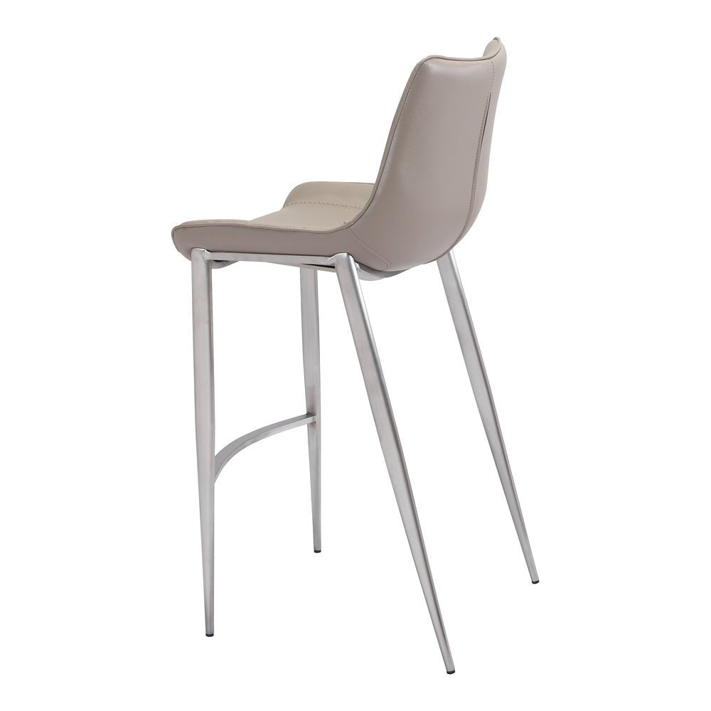 Banco Alto para Bistró - ZUO MAGNUS 53x55 101274 - Varios Colores - Asiento y Respaldo Tapizados en Piel Sintética - 101274 - Zuo - NOGAL BEAT - Banco Comercial