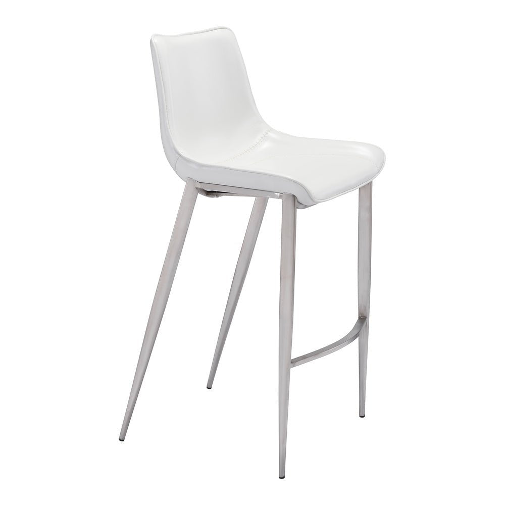 Banco Alto para Bistró - ZUO MAGNUS 53x55 101275 - Varios Colores - Asiento y Respaldo Tapizados en Piel Sintética - 101275 - Zuo - NOGAL BEAT - Banco Comercial