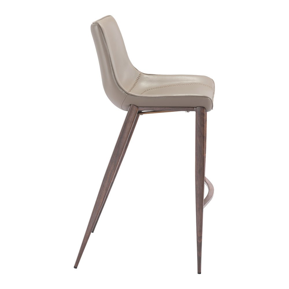 Banco Alto para Bistró - ZUO MAGNUS 53x55 101277 - Varios Colores - Asiento y Respaldo Tapizados en Piel Sintética - 101277 - Zuo - NOGAL BEAT - Banco Comercial