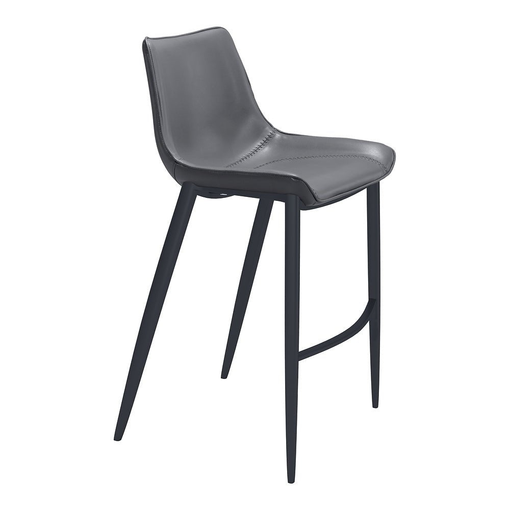Banco Alto para Bistró - ZUO MAGNUS 53x55 109391 - Varios Colores - Asiento y Respaldo Tapizados en Piel Sintética - 109391 - Zuo - NOGAL BEAT - Banco Comercial