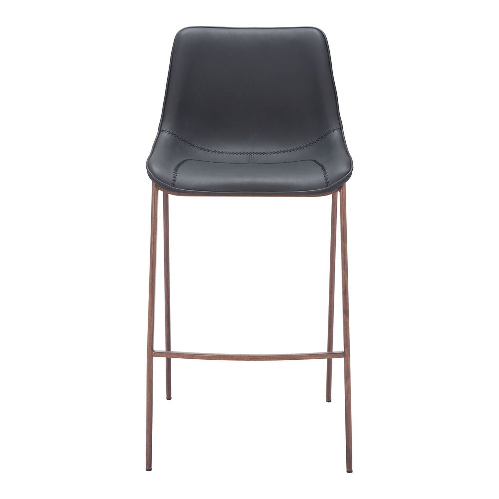 Banco Alto para Bistró - ZUO MAGNUS 53x55 109937 - Varios Colores - Asiento y Respaldo Tapizados en Piel Sintética - 109937 - Zuo - NOGAL BEAT - Banco Comercial