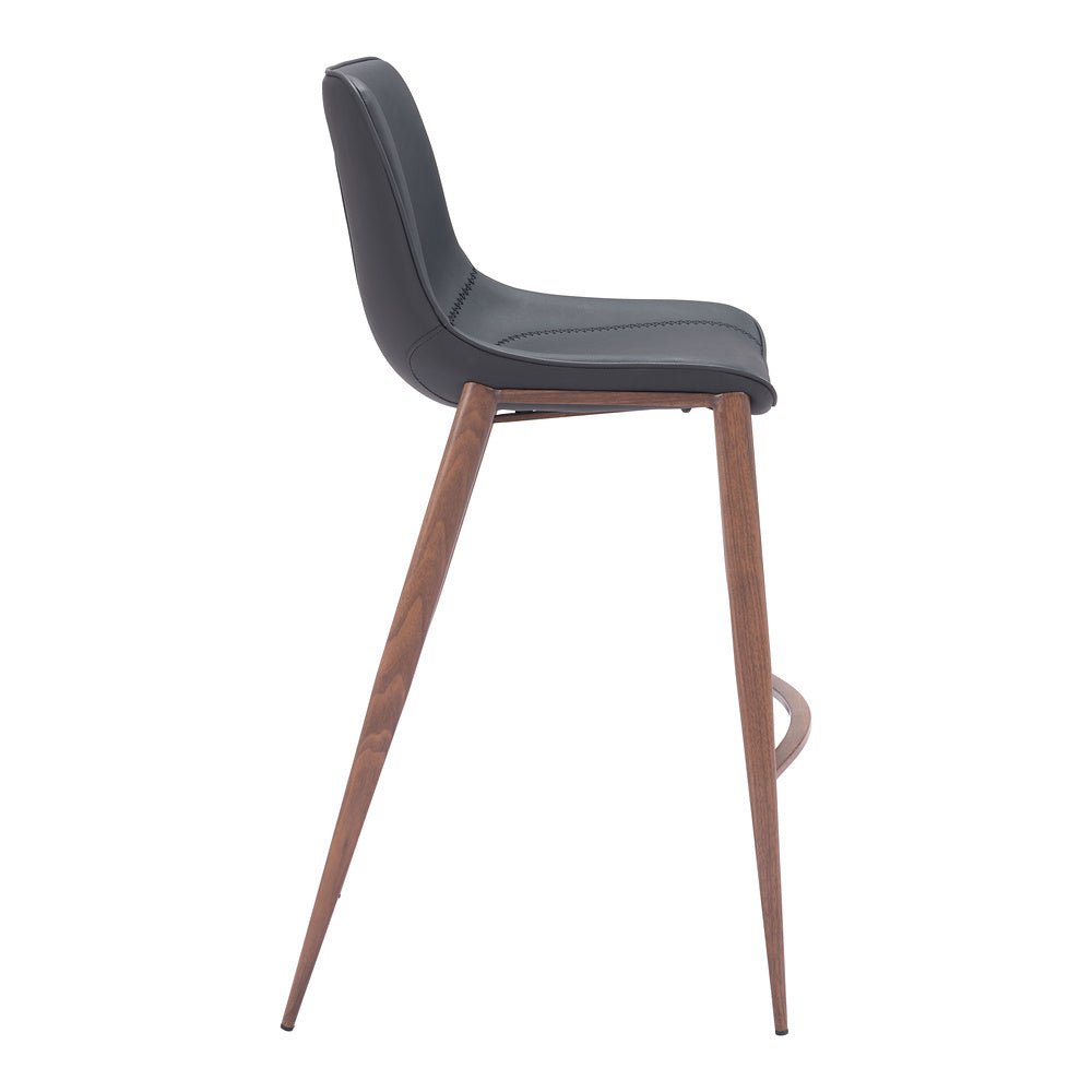 Banco Alto para Bistró - ZUO MAGNUS 53x55 109937 - Varios Colores - Asiento y Respaldo Tapizados en Piel Sintética - 109937 - Zuo - NOGAL BEAT - Banco Comercial