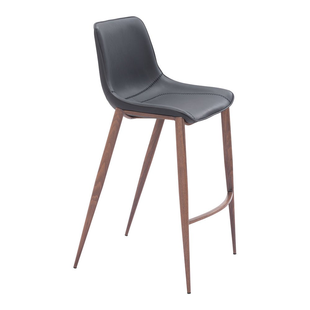 Banco Alto para Bistró - ZUO MAGNUS 53x55 109937 - Varios Colores - Asiento y Respaldo Tapizados en Piel Sintética - 109937 - Zuo - NOGAL BEAT - Banco Comercial