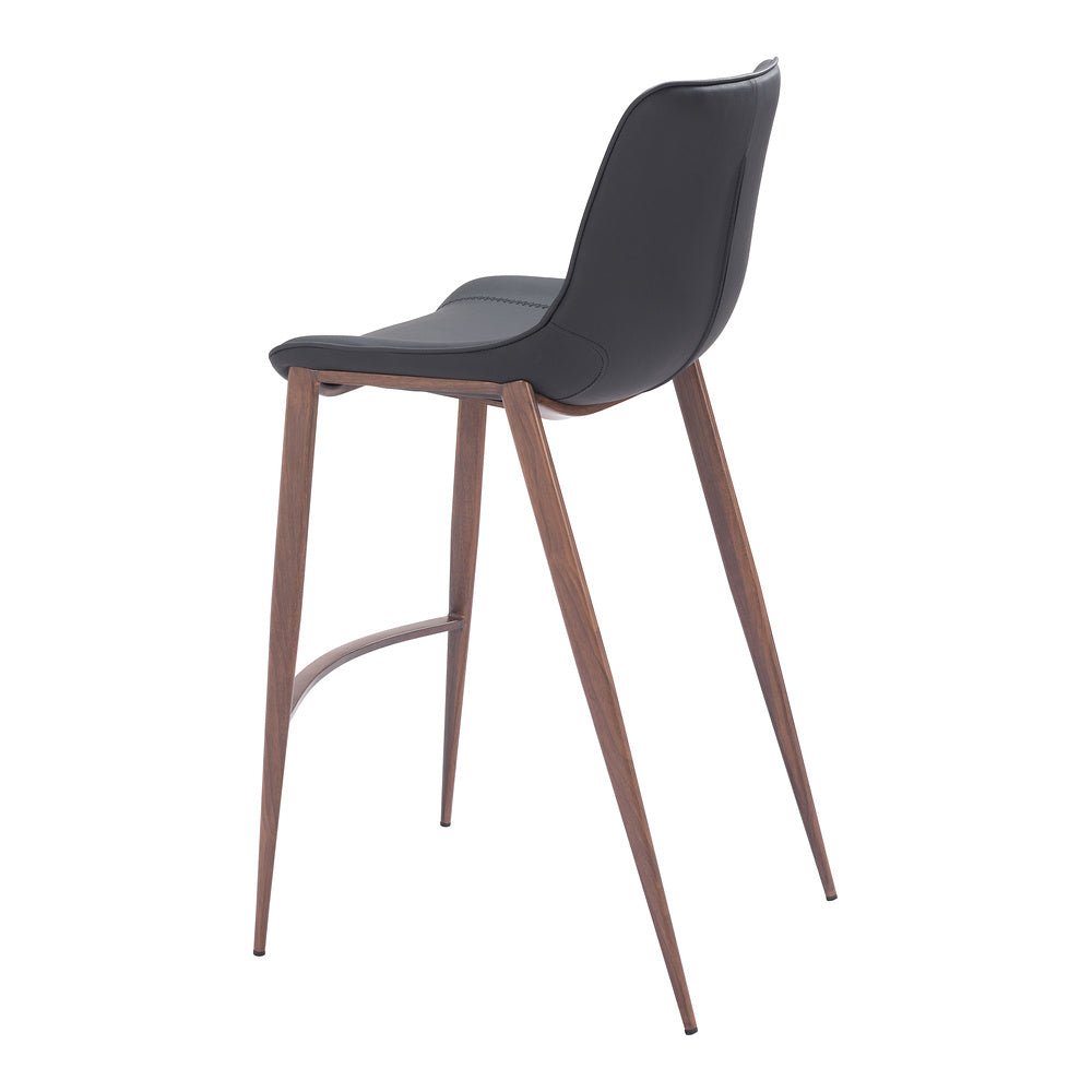 Banco Alto para Bistró - ZUO MAGNUS 53x55 109937 - Varios Colores - Asiento y Respaldo Tapizados en Piel Sintética - 109937 - Zuo - NOGAL BEAT - Banco Comercial