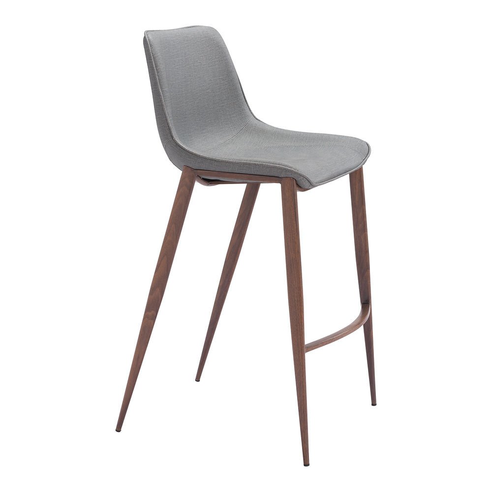 Banco Alto para Bistró - ZUO MAGNUS 53x55 109938 - Varios Colores - Asiento y Respaldo Tapizados en Piel Sintética - 109938 - Zuo - NOGAL BEAT - Banco Comercial
