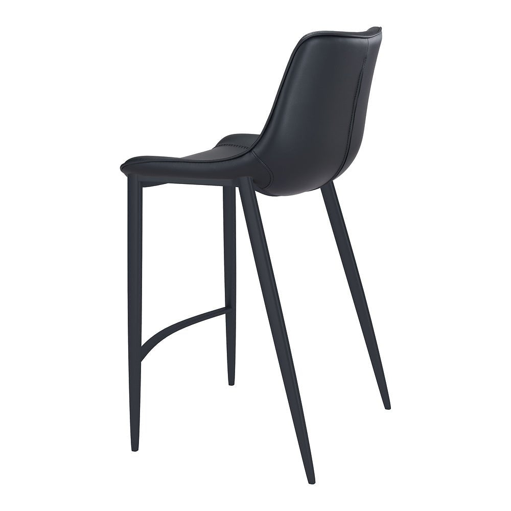 Banco Alto para Bistró - ZUO MAGNUS - Negro - Asiento y Respaldo Tapizados en Piel Sintética - 101923 - Zuo - NOGAL BEAT - Banco Comercial