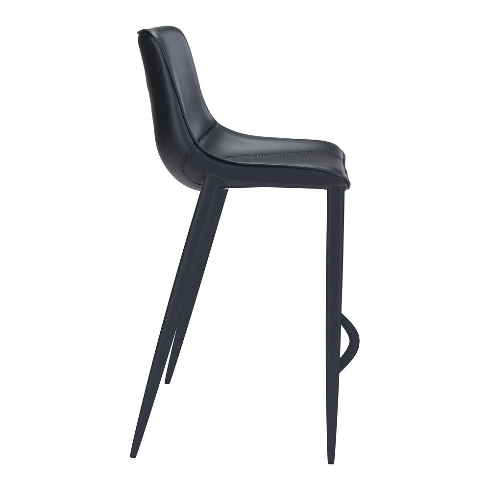 Banco Alto para Bistró - ZUO MAGNUS - Negro - Asiento y Respaldo Tapizados en Piel Sintética - 101923 - Zuo - NOGAL BEAT - Banco Comercial