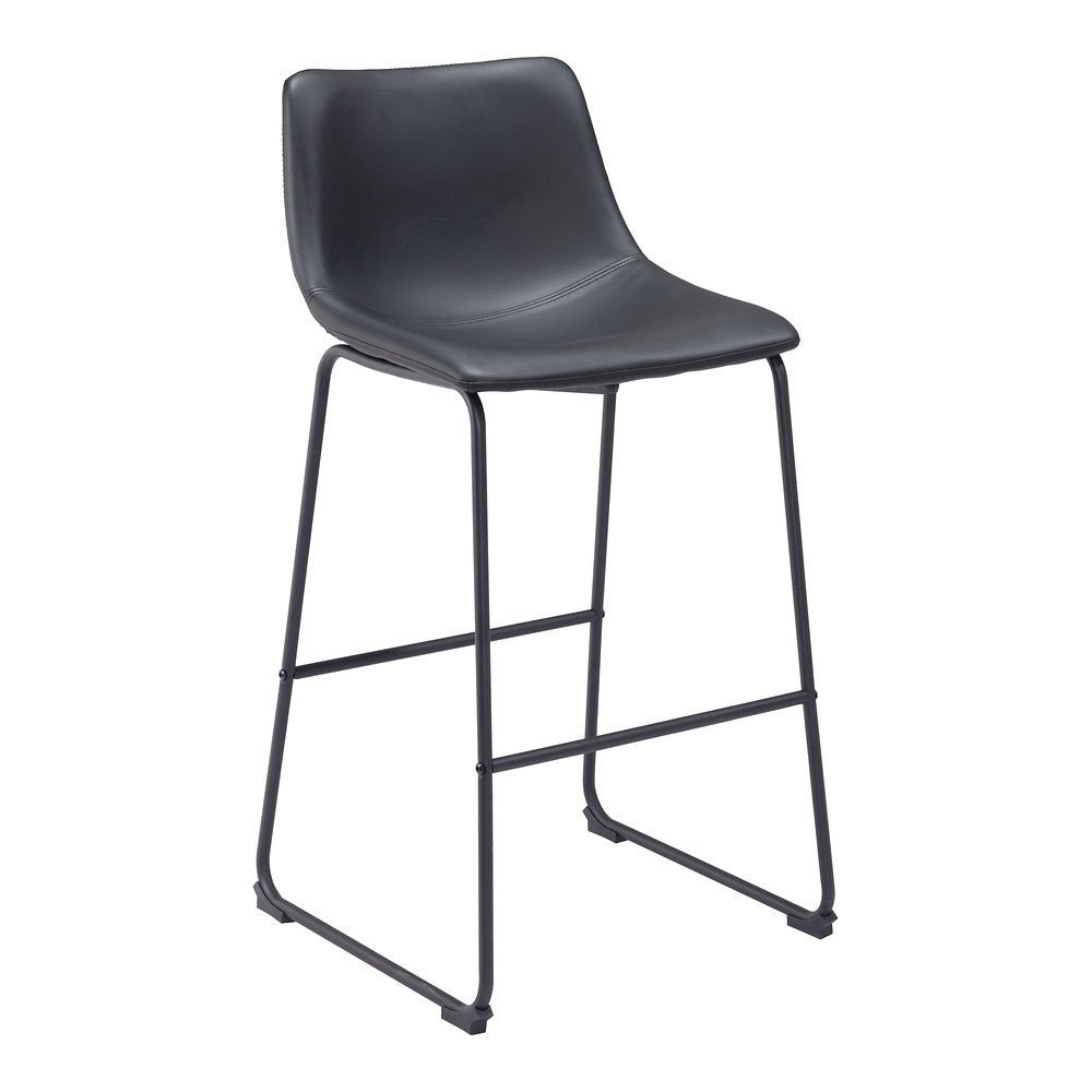 Banco Alto para Bistró - ZUO SMART - Varios Colores - Asiento y Respaldo Tapizados en Piel Sintética - 109650 - Zuo - NOGAL BEAT - Banco Comercial