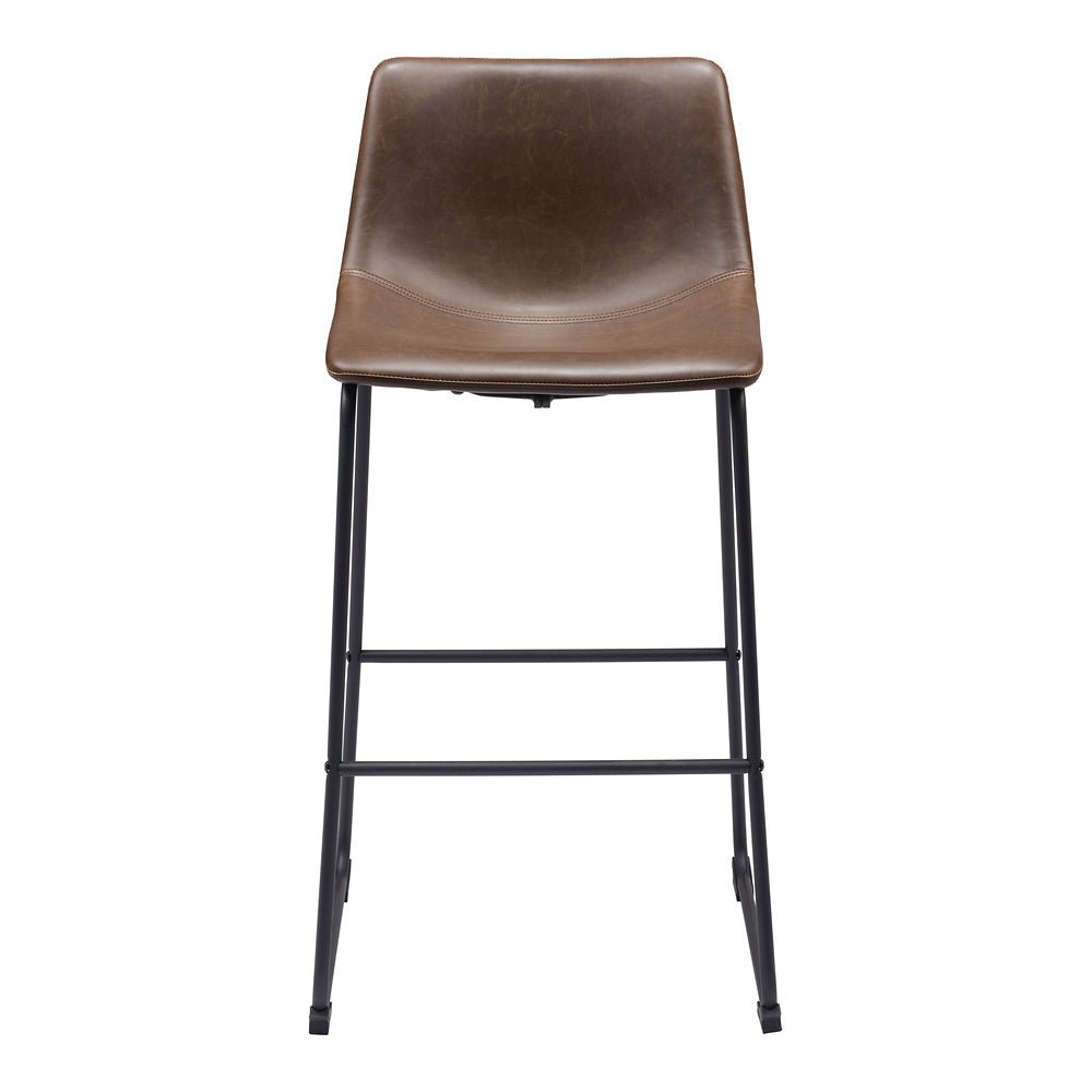 Banco Alto para Bistró - ZUO SMART - Varios Colores - Asiento y Respaldo Tapizados en Piel Sintética - 109326 - Zuo - NOGAL BEAT - Banco Comercial