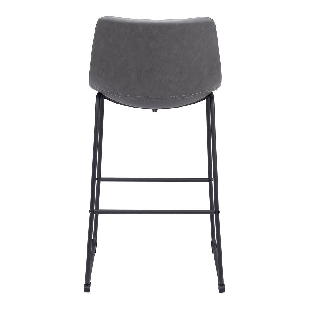 Banco Alto para Bistró - ZUO SMART - Varios Colores - Asiento y Respaldo Tapizados en Piel Sintética - 109327 - Zuo - NOGAL BEAT - Banco Comercial
