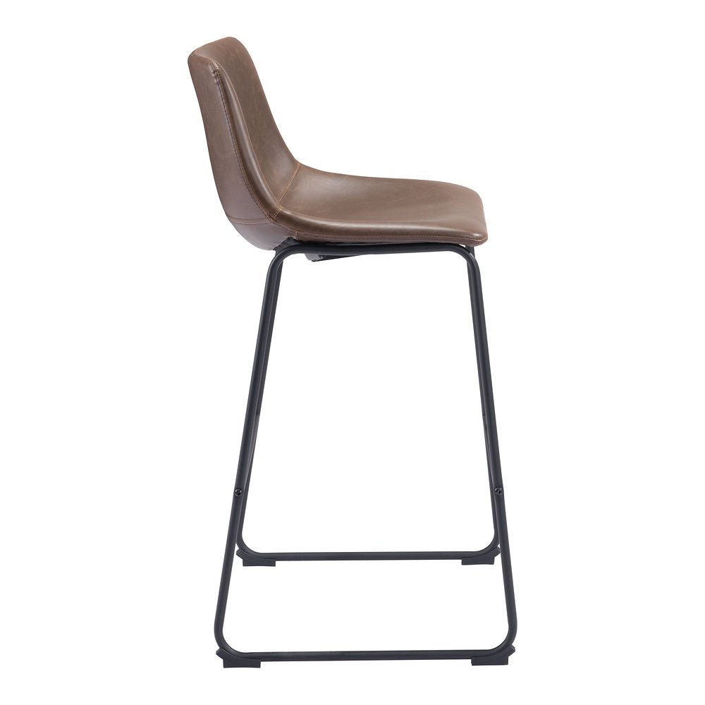 Banco Alto para Bistró - ZUO SMART - Varios Colores - Asiento y Respaldo Tapizados en Piel Sintética - 109326 - Zuo - NOGAL BEAT - Banco Comercial