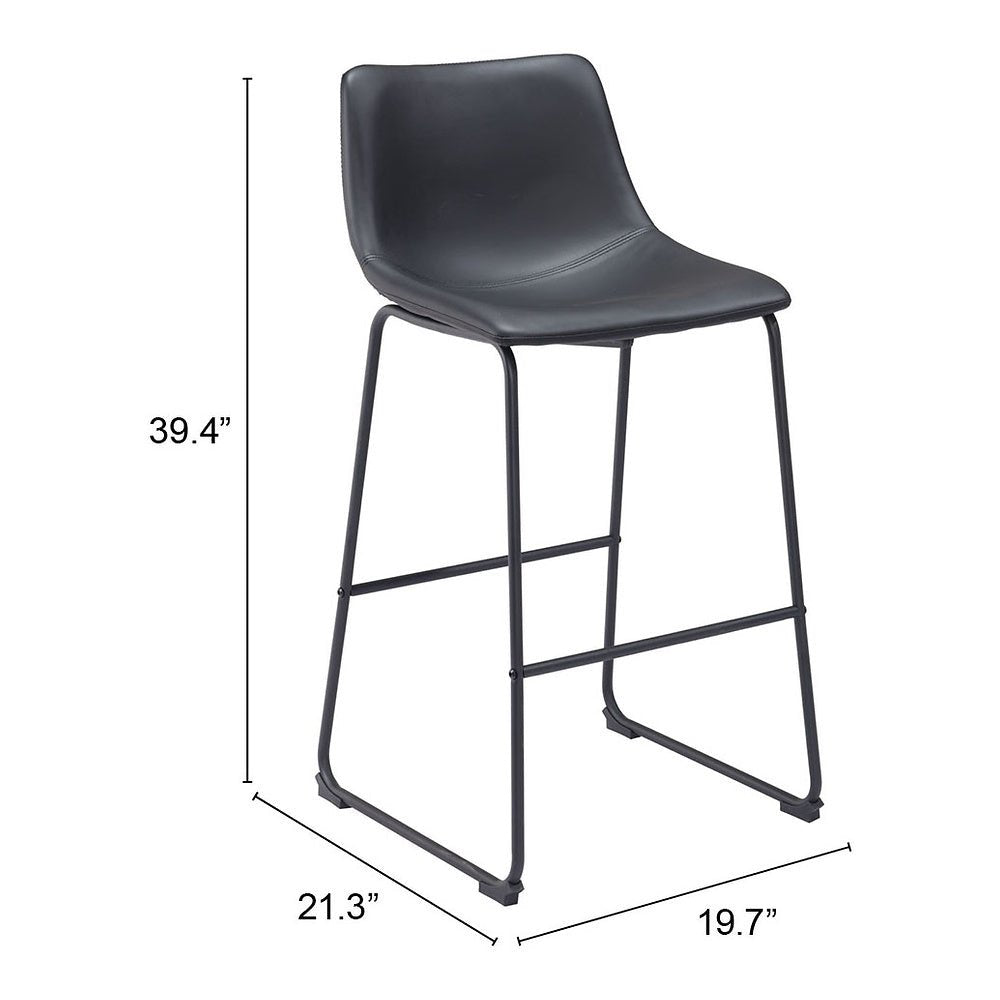 Banco Alto para Bistró - ZUO SMART - Varios Colores - Asiento y Respaldo Tapizados en Piel Sintética - 109650 - Zuo - NOGAL BEAT - Banco Comercial