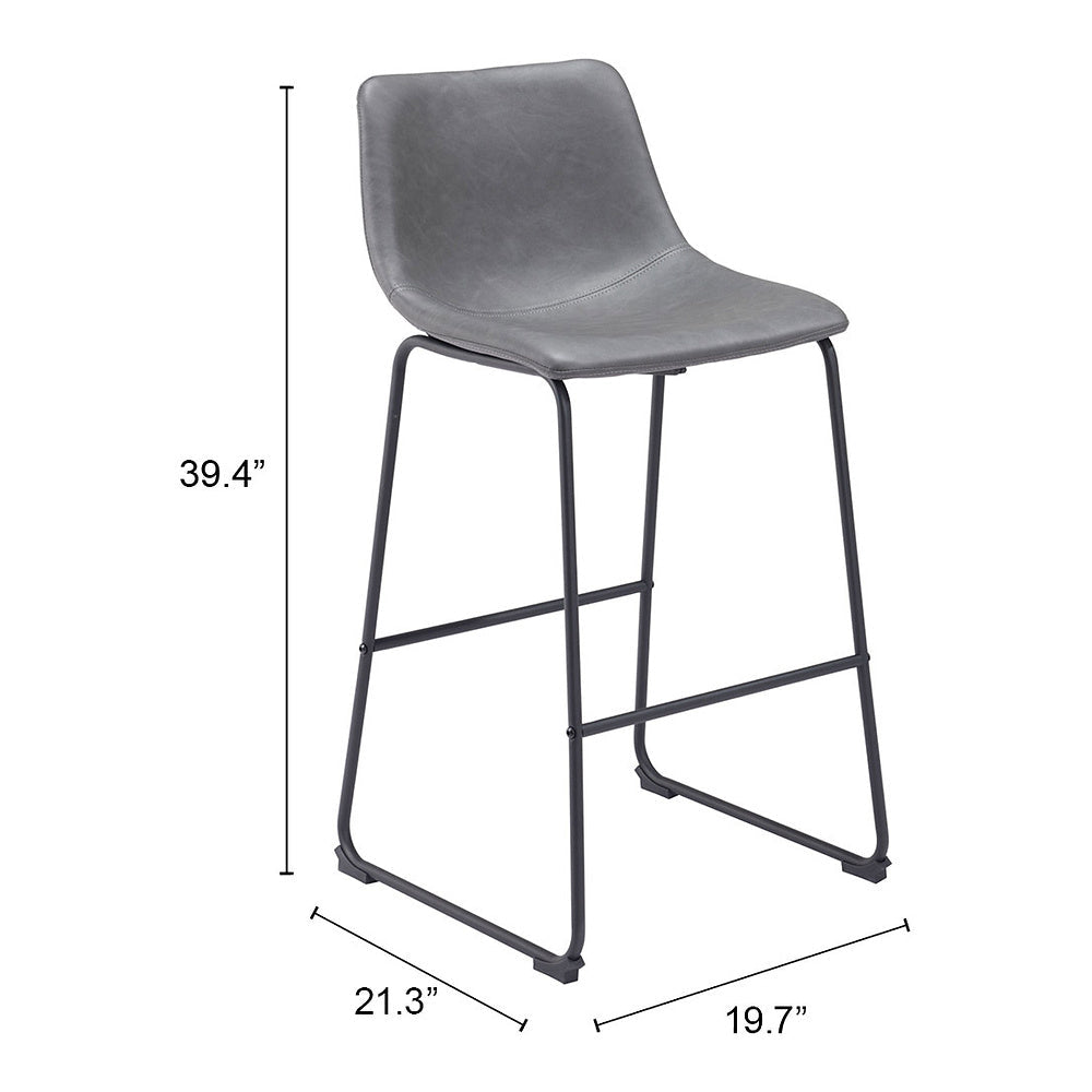 Banco Alto para Bistró - ZUO SMART - Varios Colores - Asiento y Respaldo Tapizados en Piel Sintética - 109327 - Zuo - NOGAL BEAT - Banco Comercial