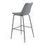 Banco Alto para Cafetería - ZUO BYRON - Gris - Asiento y Respaldo Tapizados en Piel Sintética - 101772 - Zuo - NOGAL BEAT - Banco Comercial
