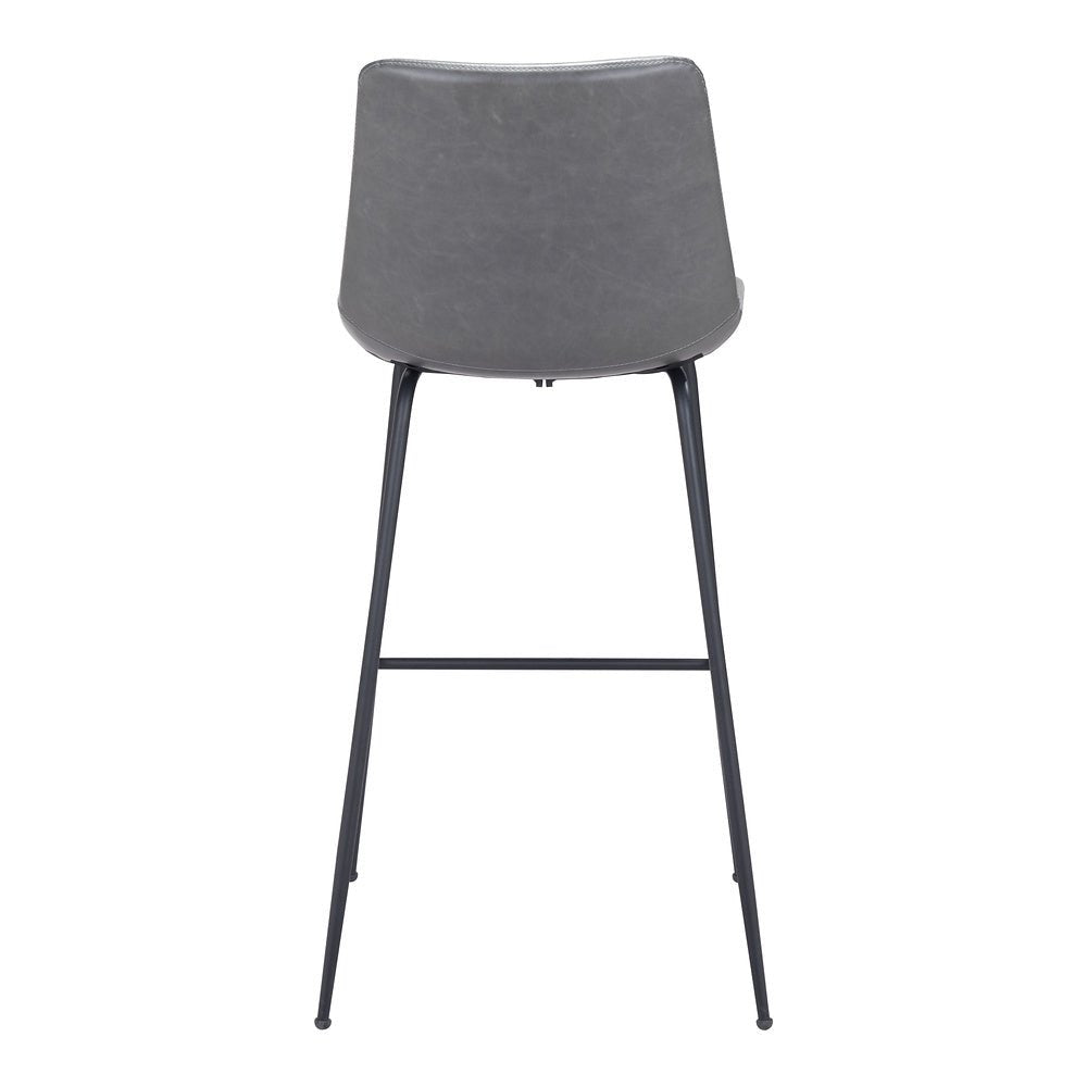 Banco Alto para Cafetería - ZUO BYRON - Gris - Asiento y Respaldo Tapizados en Piel Sintética - 101772 - Zuo - NOGAL BEAT - Banco Comercial