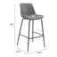 Banco Alto para Cafetería - ZUO BYRON - Gris - Asiento y Respaldo Tapizados en Piel Sintética - 101772 - Zuo - NOGAL BEAT - Banco Comercial