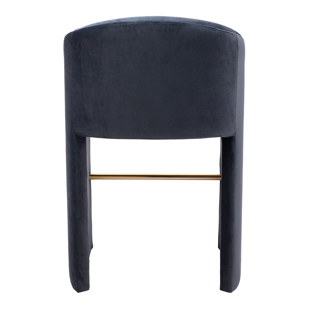 Banco Alto para Cafetería - ZUO EMAS - Gris Medianoche - Asiento y Respaldo Tapizados en Tela Tipo Terciopelo - 109991 - Zuo - NOGAL BEAT - Banco Comercial