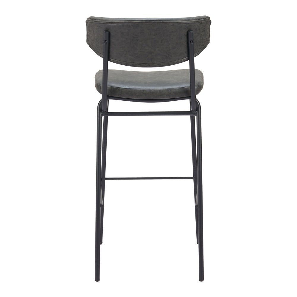 Banco Alto para Cantina - ZUO CHARON - Varios Colores - Asiento y Respaldo Tapizados en Piel Sintética - 110261 - Zuo - NOGAL BEAT - Banco Comercial