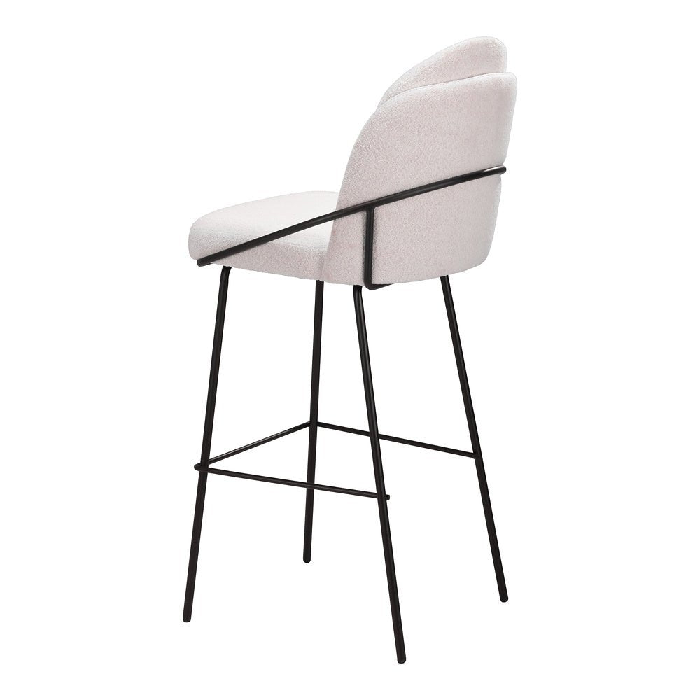 Banco Alto para Cantina - ZUO JAMBI - Varios Colores - Asiento y Respaldo Tapizados en Tela Tipo Borrego - 109969 - Zuo - NOGAL BEAT - Banco Comercial