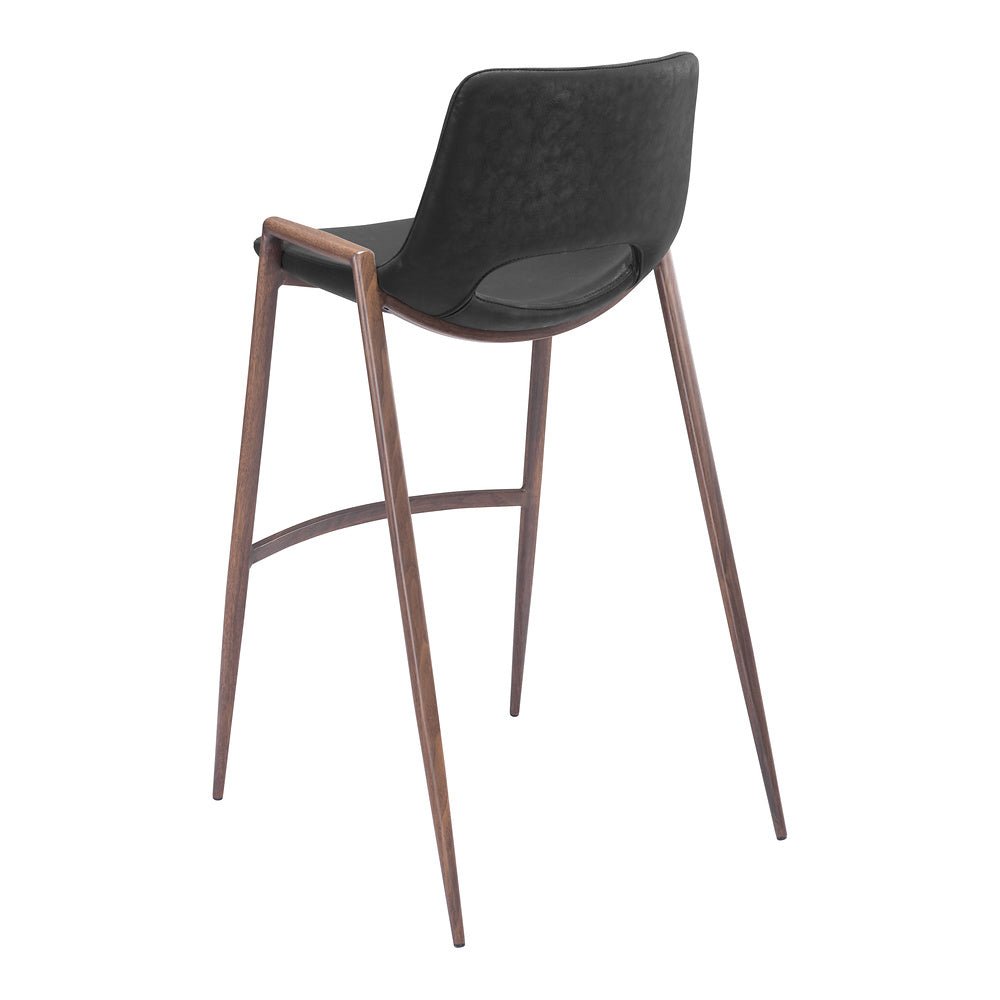 Banco Alto para Comedor de Empresa - ZUO DESI 53x55 101697 - Varios Colores - Asiento y Respaldo Tapizados en Piel Sintética - 101697 - Zuo - NOGAL BEAT - Banco Comercial