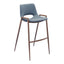 Banco Alto para Comedor de Empresa - ZUO DESI 53x55 101698 - Varios Colores - Asiento y Respaldo Tapizados en Piel Sintética - 101698 - Zuo - NOGAL BEAT - Banco Comercial